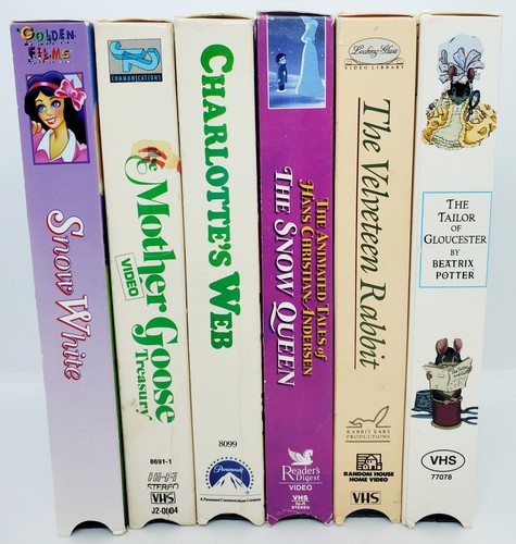 Vintage LOT of 6 (VHS) Tapes Snow White Charlotte's Web Snow Queen Peter Rabbit - Picture 5 of 24
