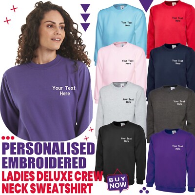 Personalisiertes maßgeschneidertes besticktes Damen-Sweatshirt Rundhalsausschnitt langarm