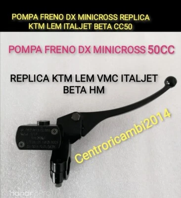 PINZA FRENO ANTERIORE IDRAULICA MINICROSS REPLICA KTM LEM MORINI POMPA FRENO ANTERIORE DX MINICROSS REPLICA LEM KTM MORINI HM BETA MINIMOTO