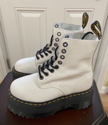 Dr Martens 1460 Pascal Max White Leather Platform Boots Women Size