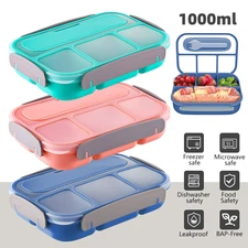 Bento Box Adult Lunch Box 4 Compartments Containers for Adults Kids with Utensil