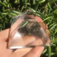 Natural Clear Quartz Crystal Pyramid Gemstone Tower Healing Decoration 60mm