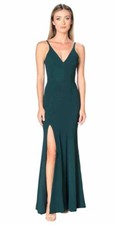 Dress the Population Iris Slit Crepe Trumpet Gown Pine New 198 Size L