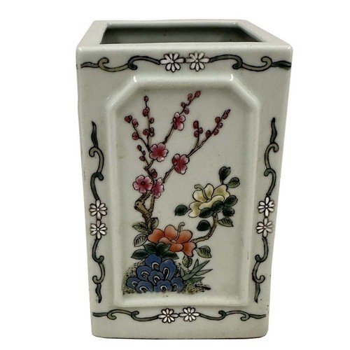 Mid-20th Century Chinese Square Porcelain Vase, Pen Holder - Picture 3 of 6