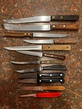 Lot Of 12 Knives LL Bean, Vanadium, Maxam Steel, Hanford Forge