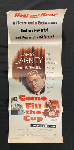 VINTAGE 14" x 37" MOVIE POSTER " COME FILL THE CUP"