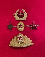 Soviet Union RUSSIA Red Army Communist Hat Cap Badges Lot Five Diff. all NEW