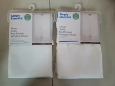 2 Simply Essential Voile Sheer 63” Rod Pocket Single Window Curtain Panel White