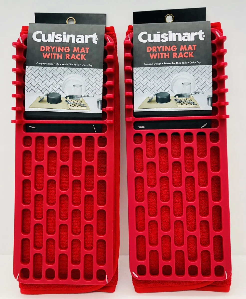 Cuisinart - Corsair Blue Geometric 2-Piece Dish Drying Mat & Rack Set