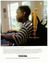 1997 Toshiba 8X CD-ROM Call Grandpa Computer Vintage Print Advertisement