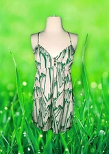 GREYLIN Halter BOHO Tank Top Women's Size Small GEOMETRIC Green Sleeveless 