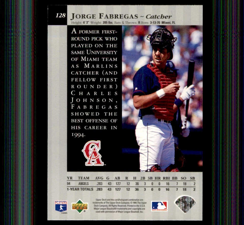 1995 Upper Deck Special Edition Jorge Fabregas California Angels #128 - Image 2 of 2