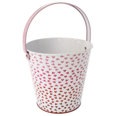 Valentine's Day Tin Pail, 5x5x4.75-in (Small Hearts Pink to Red Gradient)
