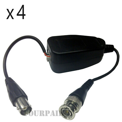4 Pack - Coax BNC Video Balun Ground Loop Isolator CCTV DVR TVI CVI AHD 5MP 8MP
