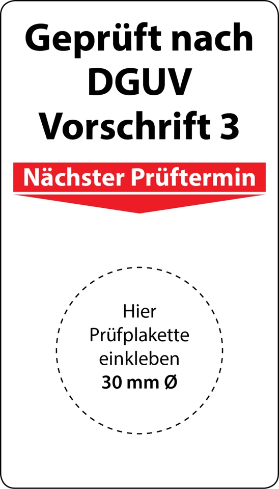 FAST-LABEL Grundplakette Geprüft nach DGUV V3, 100 Stück, 70 x 40 mm, Grundetikett DGUV