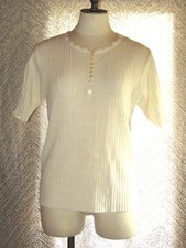 Vintage Terry Turner Fashions Womens Blouse Scalloped Neck Knit Virgin Acrylic