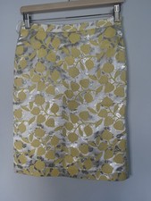 MOSCHINO Cheap&Chic Yellow Silver Metallic Floral Jacquard Skirt IT38 US4