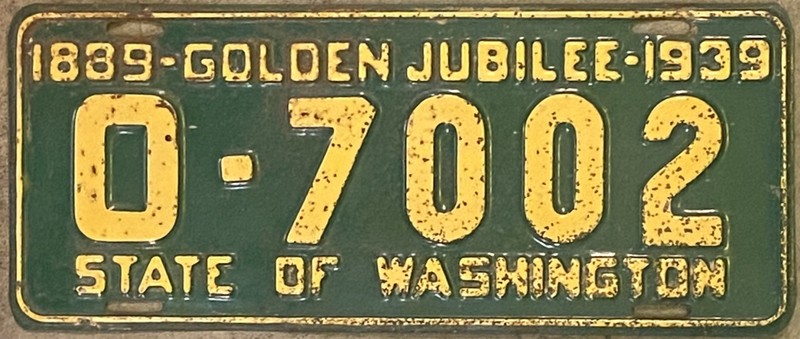 1939 Original Washington License Plate -  Walla Walla County