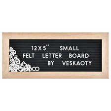Small Felt Letter Board with 374 Letters, Numbers  Symbols - 12 x 5 inch Min...