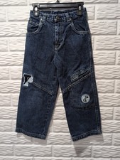 Y2K U.S. Polo Assn. Boys' Embroidered Denim Jeans Wide Leg Patches Vintage Sz 6