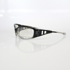 Early 2000s Wraparound Shield Sunglasses Black Frame With Clear Lenses