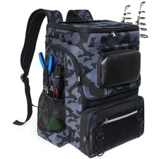 Fishing Backpack with Rod Holder, Large Tackle Bag Water Resistant Tackle Bac...