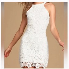 Lulu's White Floral Lace Woman's cocktail Mini Dress