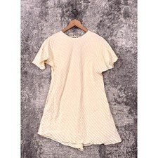Banana Republic Dress Small Womens Ivory Ribbed Short Sleeve Back Keyhole Mini
