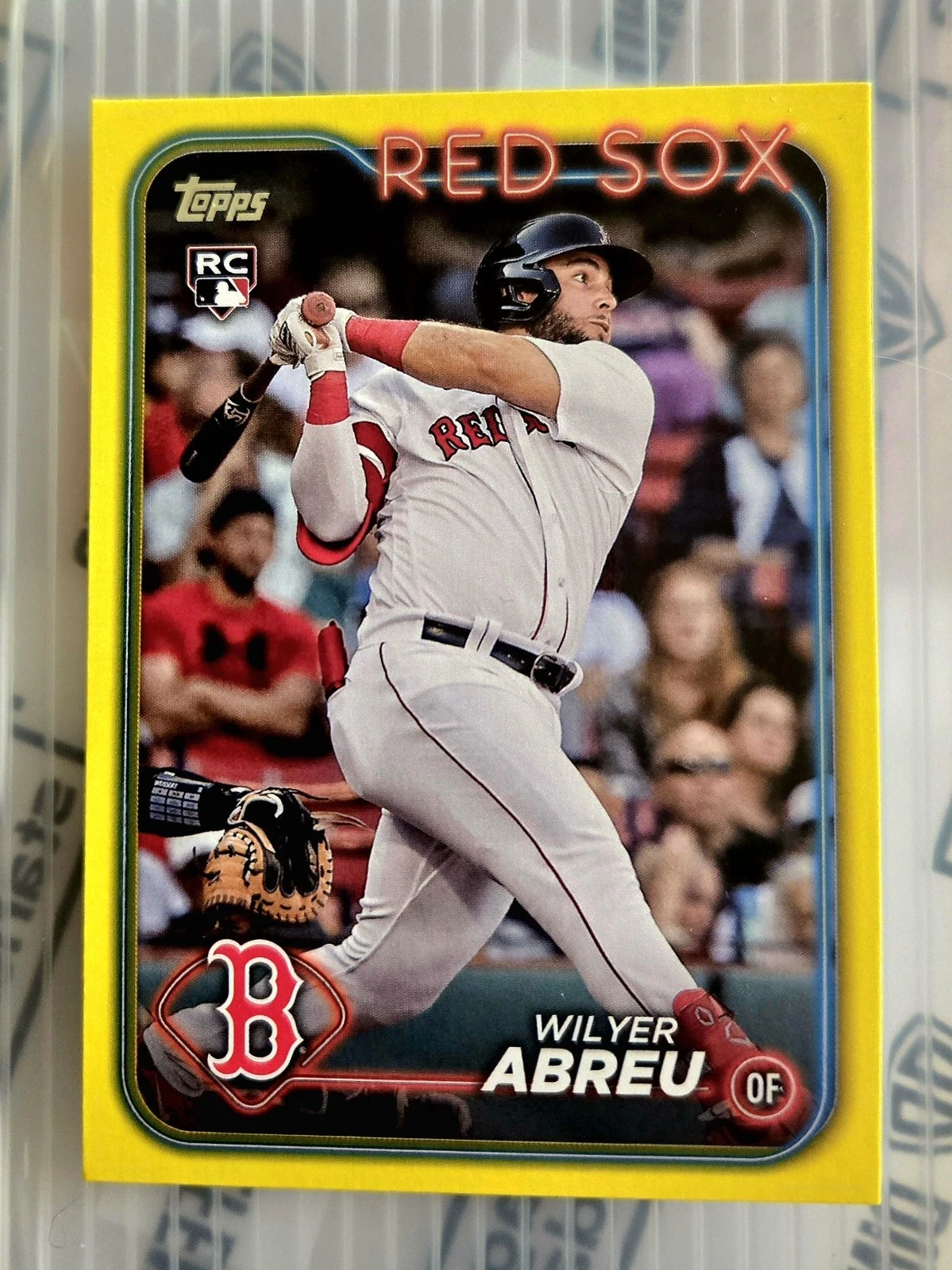2-2024 Topps Series 2 Wilyer Abreu RC #672 Yellow Border And Base Red Sox