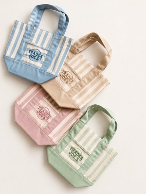 Trader Joe s Mini Pastel Stripe Canvas Tote Bag Limited Edition Set Of 4