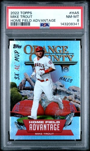 143208341 Mike Trout 2022 Topps #HA-5 Home Field Advantage PSA 8