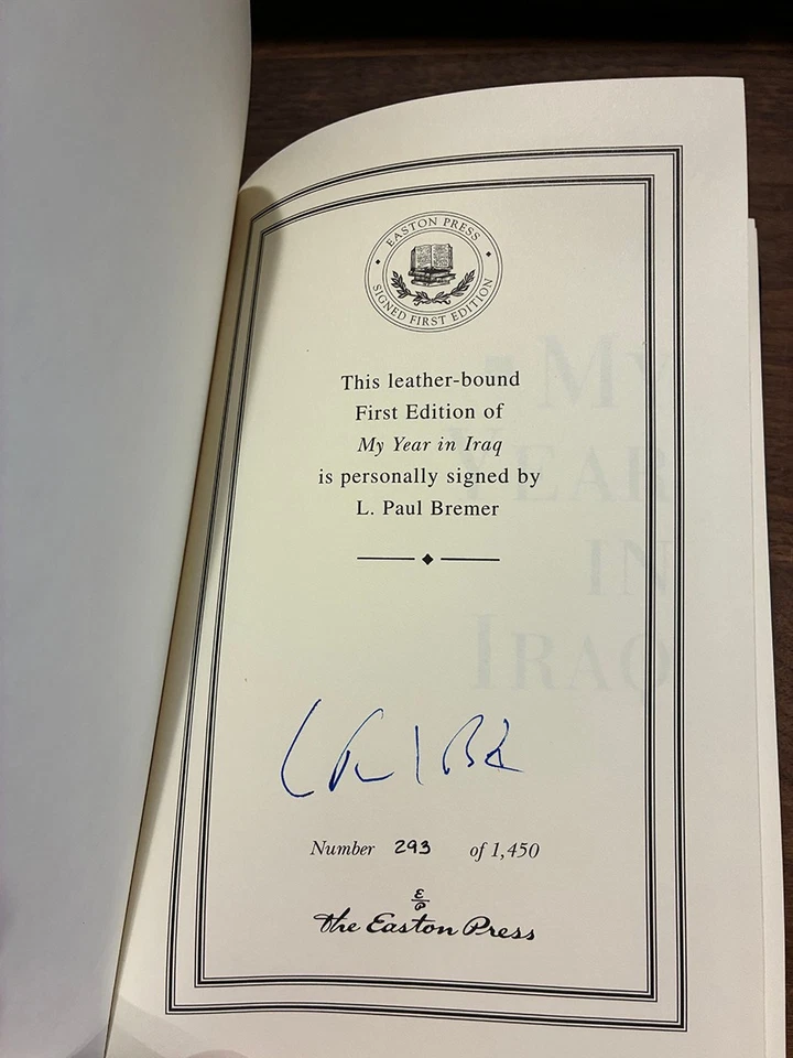 Easton Press : My Year in Iraq - L. Paul Bremer - Signed 1st Edition Leather - Image 3 of 4