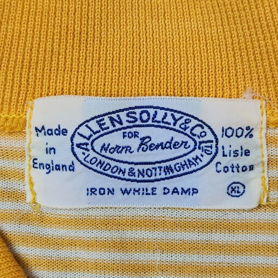 Camisa Polo Allen Solly De Colección Para Hombres XL Amarilla Rayas Lisle Algodón Norm Bender Foto 3 de 4