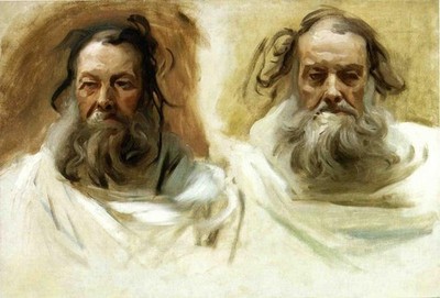 John Sargent Study for Two Heads for Boston Mural 1882 17''x 22'' Archival Print