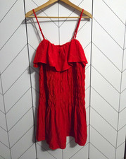 New Future Collective Target Smocked Ruffle Mini Convertible Dress Red, Size L
