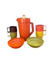 Vintage Tupperware Miniature Pitcher, 4 Cups, 2 Bowls Used. 1970 s