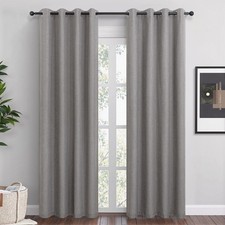 Taupe Linen Blackout Curtains 108 Inch Length 2 Panels Set for Bedroom Living...