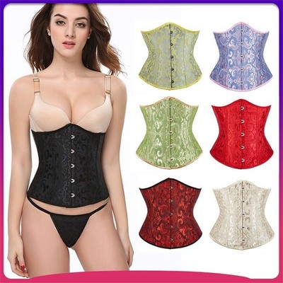 Damen Retro Korsett Bustier Schnürung Taille Training Gothic Brokat Steampunk