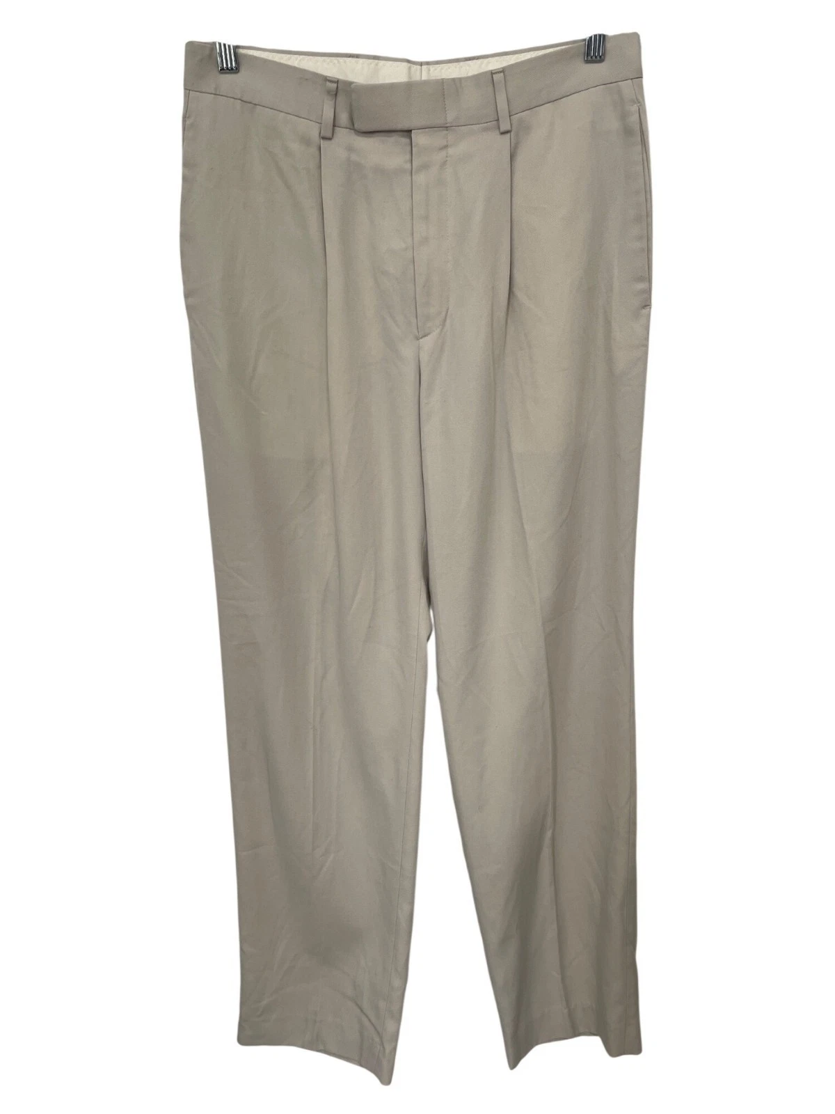DKNY Dress Pants Size 32x32 Pleated Front Tencel Blend Beige Career Formal Wear
