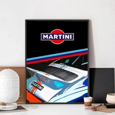 Martini Porsche 911 Poster Retro Motorsport Druck Wandkunst Dekoration