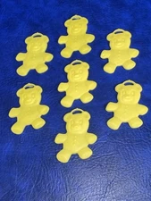 Lot of 7 Vtg Creamy Yellow Plastic Bear Shape Balloon Weights Premium Balloon