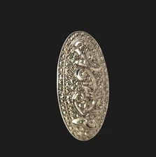 Vintage Slide Pendant Brooch Floral Silver Tone 