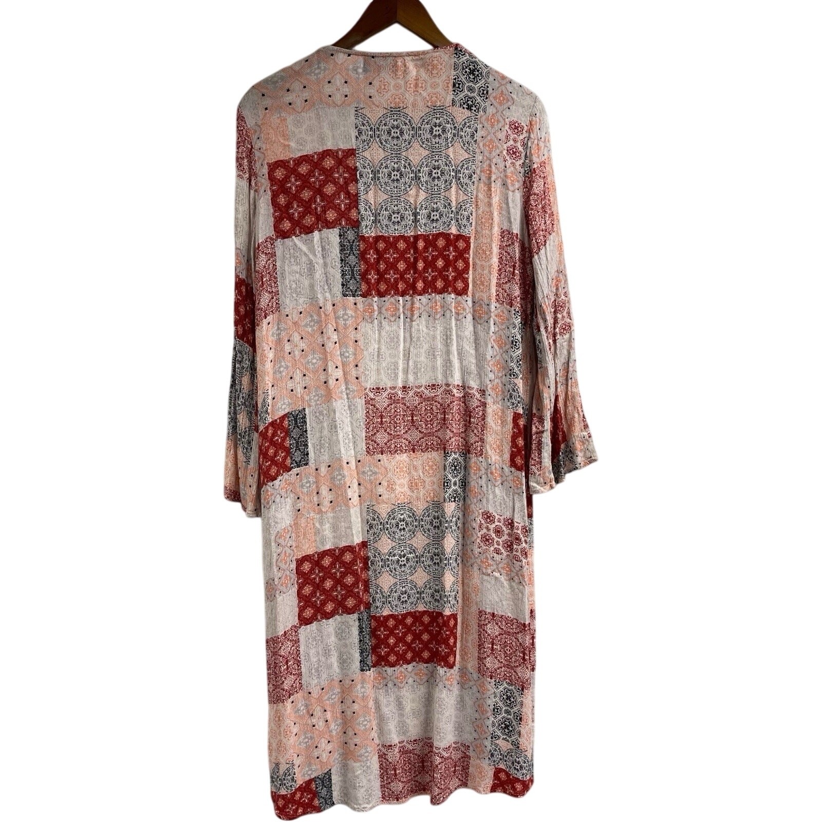 VICI Patchwork Print Duster Small Boho Brown Crea… - image 6