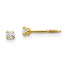 14k Yellow Gold 2.25mm CZ Baby Earrings