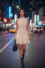 Alexander McQueen Women 2011 Spring Collared Ruffled Silk Ivory Dress SZ 38