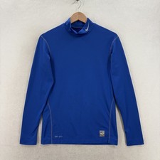 Nike Pro Combat Dri-FIT Shirt Mens Medium Blue Compression Long Sleeve Mock Neck