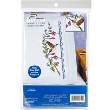 Hummingbird Pillowcase Pair Stamped Cross Stitch, 20 by 30-Inch