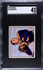 1950 Bowman TOBIN ROTE ROOKIE Green Bay Packers #81 SGC 4 VG/EX Condition!