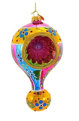 Huras Family WOLERTON ROSE Reflector Drop Ornament Merry & Bright NEW WITH TAG