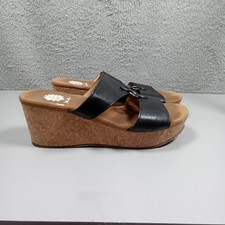 Yellow Box Akina Womens Black Cork Wedge Platform Slide Sandals Size 8